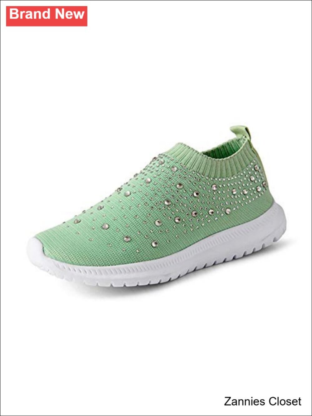 ✨ GOSPT Women's Mesh Rhinestone Glitter Slip On Dance Sneakers